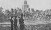 The temple of Angkor Wat guarded by the liberation army