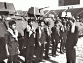 Son Sen overviewing armored units in Phnom Penh